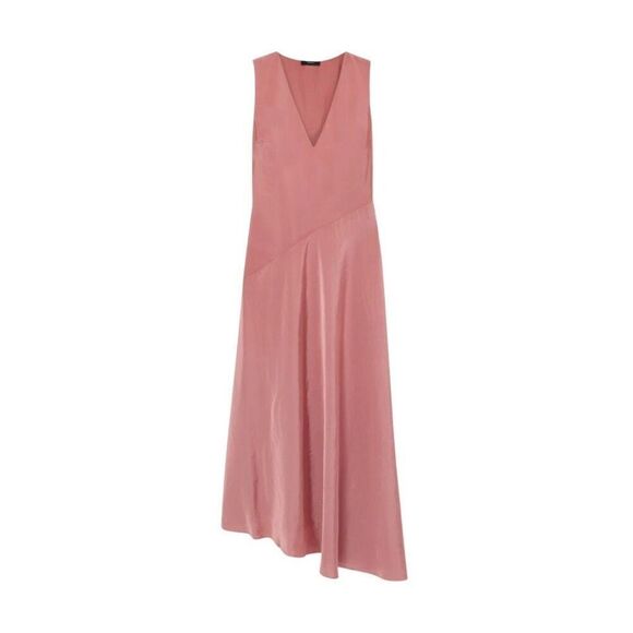 NEW THEORY V Neck Asymmetrical Mauve Maxi Slip Dress - Picture 2 of 9